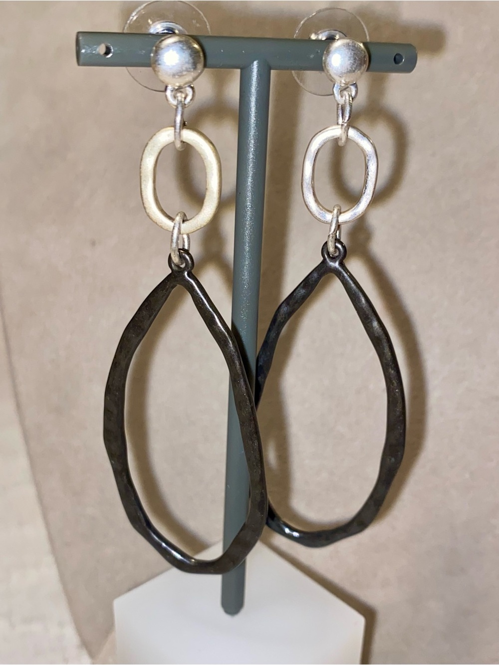 Two Tone Hammered Earrings